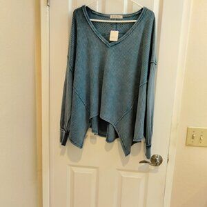 Free People Top -Tags Attached  - Blue - Uneven Hem - Size Medium